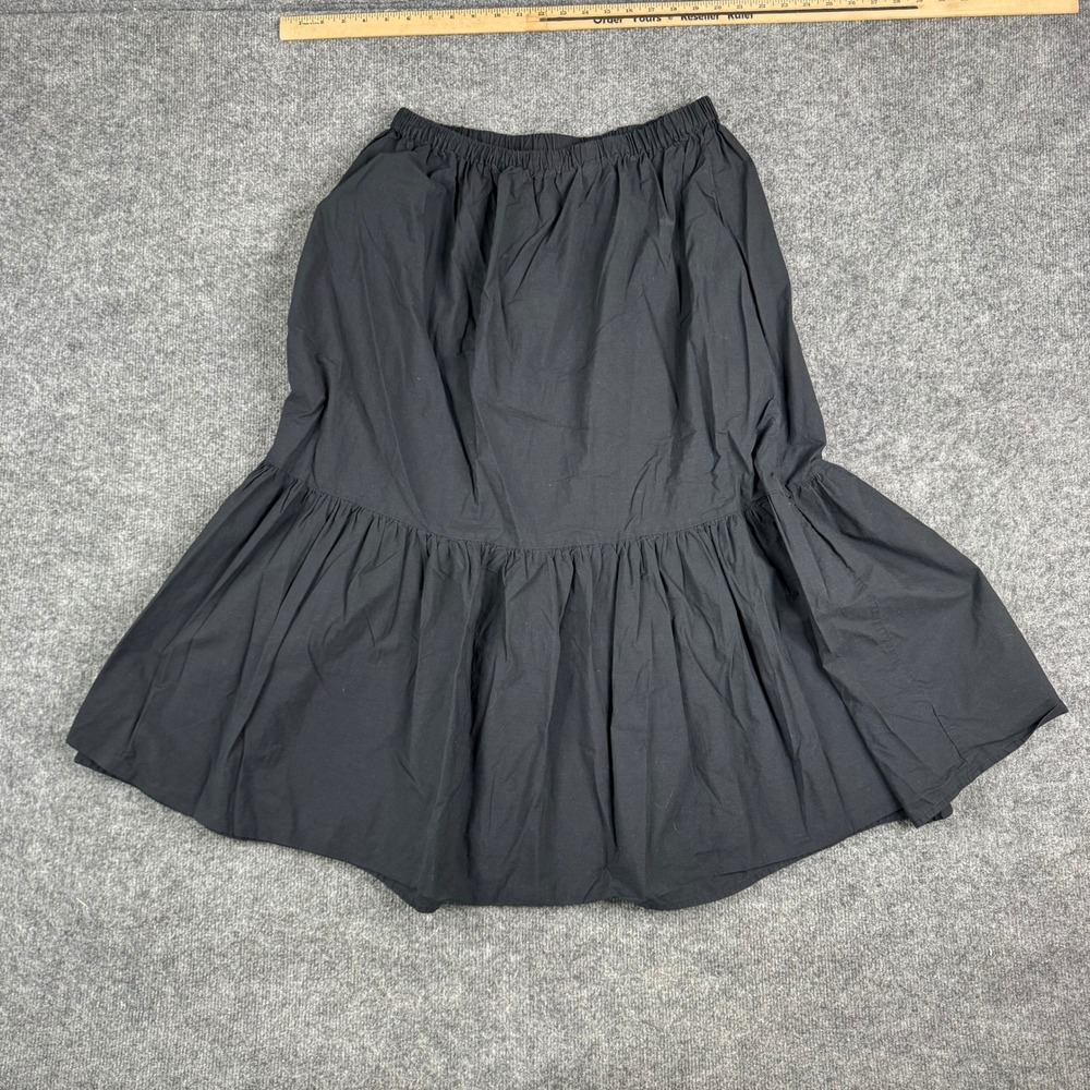 Universal Thread Skirt Womens Size L Black Cotton Tiered Midi Elastic Waist
